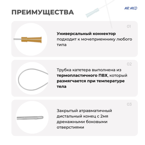 Катетер Нелатона 16 СН/Fr урологический мужской, длина 400 мм, MR MED