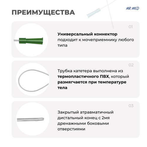 Катетер Нелатона 14 СН/Fr урологический женский, длина 200 мм, MR MED